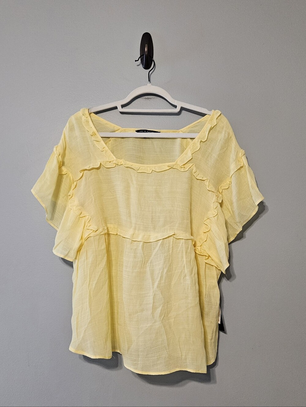 Zac & Rachel Pale Yellow Ruffle Peasant Blouse